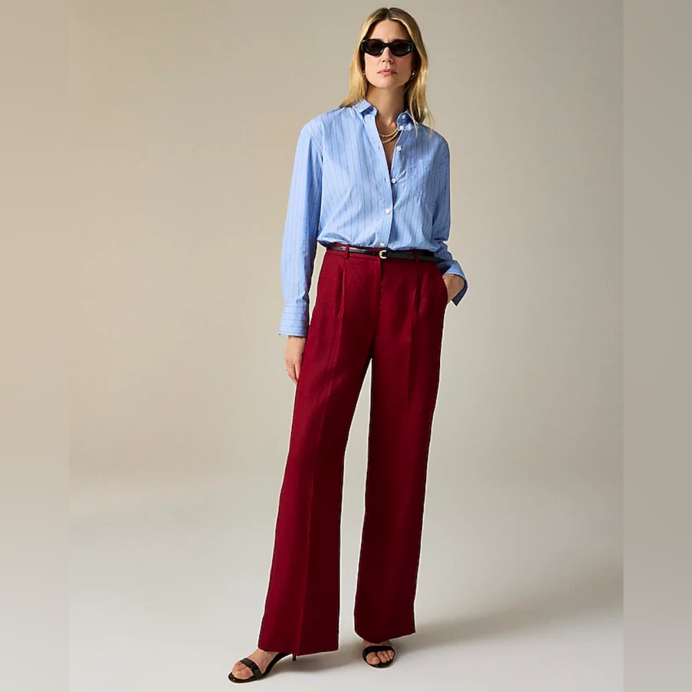 J. Crew Wide Leg Pants in Burgundy